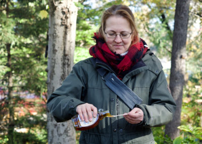 a person tastes maple syrup